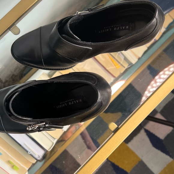 LN Ralph Lauren Black Label Collection Black Ankle Boot Stilettos with Buckles - Picture 7 of 15